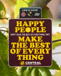 Central Michigan University Make the Best of Everything Life is Good Maroon Rectangle Sticker