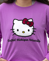 Central Michigan University Script Hello Kitty Wild Orchid Purple Long Sleeve T-Shirt