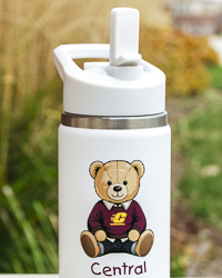 Central Michigan University Sitting Teddy Bear While 14 oz. Mini Water Bottle