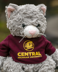 Gray Cat Cuddle Buddies Stuffed Animal with Central Michigan University T-Shirt