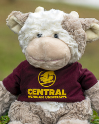 Tan Cow Cuddle Buddies Stuffed Animal with Central Michigan University T-Shirt