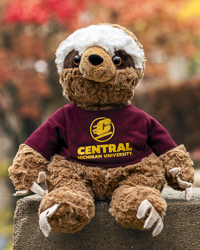 Brown Sloth Cuddle Buddies Stuffed Animal with Central Michigan University T-Shirt