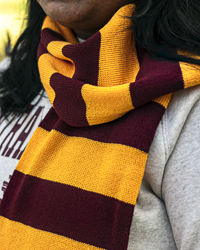 Action C Maroon & Gold Striped Knit Scarf