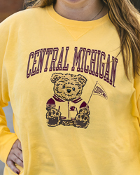 Central Michigan Chippewas Teddy Bear Summer Squash Gold Crewneck Sweatshirt
