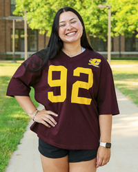Action C #92 Central Michigan Women’s Maroon Oversized Football T-Shirt