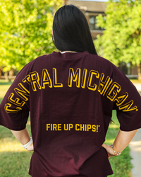 Action C #92 Central Michigan Women’s Maroon Oversized Football T-Shirt