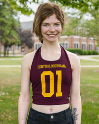 Central Michigan #01 Women’s Maroon & Gold Crop Jersey Halter Top