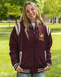 Action C Central Michigan University Maroon & White Full Zip Bomber Jacket