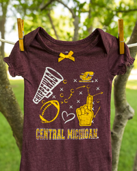Action C Central Michigan Football Hearts Graphic Maroon Romper