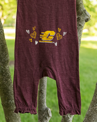 Action C Central Michigan Football Hearts Graphic Maroon Romper