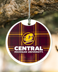 Action C Central Michigan University Tartan Round Holiday Ornament