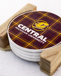 Action C Central Michigan University Tartan Round Stone Coasters (4 pc.)