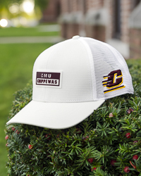 CMU Chippewas Action C White Performance Snapback Trucker Hat