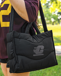 Action C Black Tonal Wave Puff Tote Bag