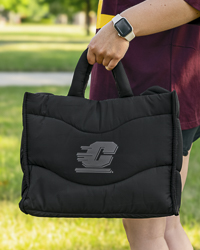 Action C Black Tonal Wave Puff Tote Bag