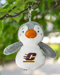 Action C Gray & White Penguin Stuffed Animal Travelers Bag Charm
