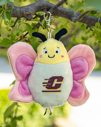 Action C Pink & Gray Butterfly Stuffed Animal Travelers Bag Charm