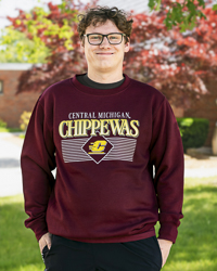 Central Michigan Chippewas Action C Lines Maroon Graphic Crewneck Sweatshirt