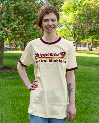 Central Michigan Chippewas Action C Natural Cream & Maroon Ringer T-Shirt