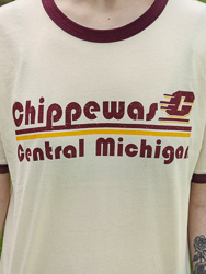 Central Michigan Chippewas Action C Natural Cream & Maroon Ringer T-Shirt