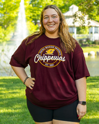 Circle Central Michigan University Script Chippewas Action C Est. 1892 Maroon T-Shirt