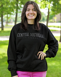 3D Central Michigan Chippewas Black Fundamental Fleece Crewneck Sweatshirt