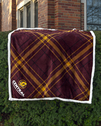 Action C Central Michigan University Tartan Sherpa Fleece Blanket