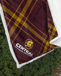 Action C Central Michigan University Tartan Sherpa Fleece Blanket