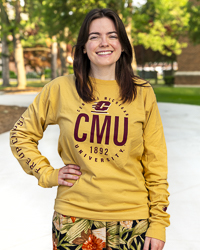 Central Michigan Action C CMU Fire Up Chips! Gold Long Sleeve T-Shirt