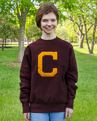 Block C Vintage Appliqué Reverse Weave® Maroon Crewneck Sweatshirt
