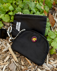 Action C Central Michigan Black Oversized Key Strap with Dual Coin Purses