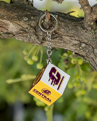 Action C Central Michigan Maroon, Gold, and White Puzzle Cube Key Chain