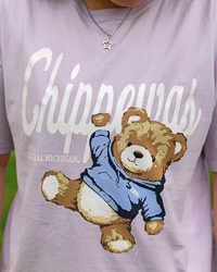 Central Michigan Script Chippewas Teddy Bear Women’s Lavender Graphic T-Shirt