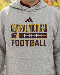 Central Michigan Football Action C Football Laces Gray Heather Hoodie