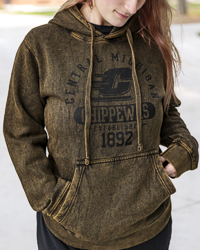 Central Michigan Action C Chippewas Established 1892 Topaz Brown Mineral Wash Hoodie